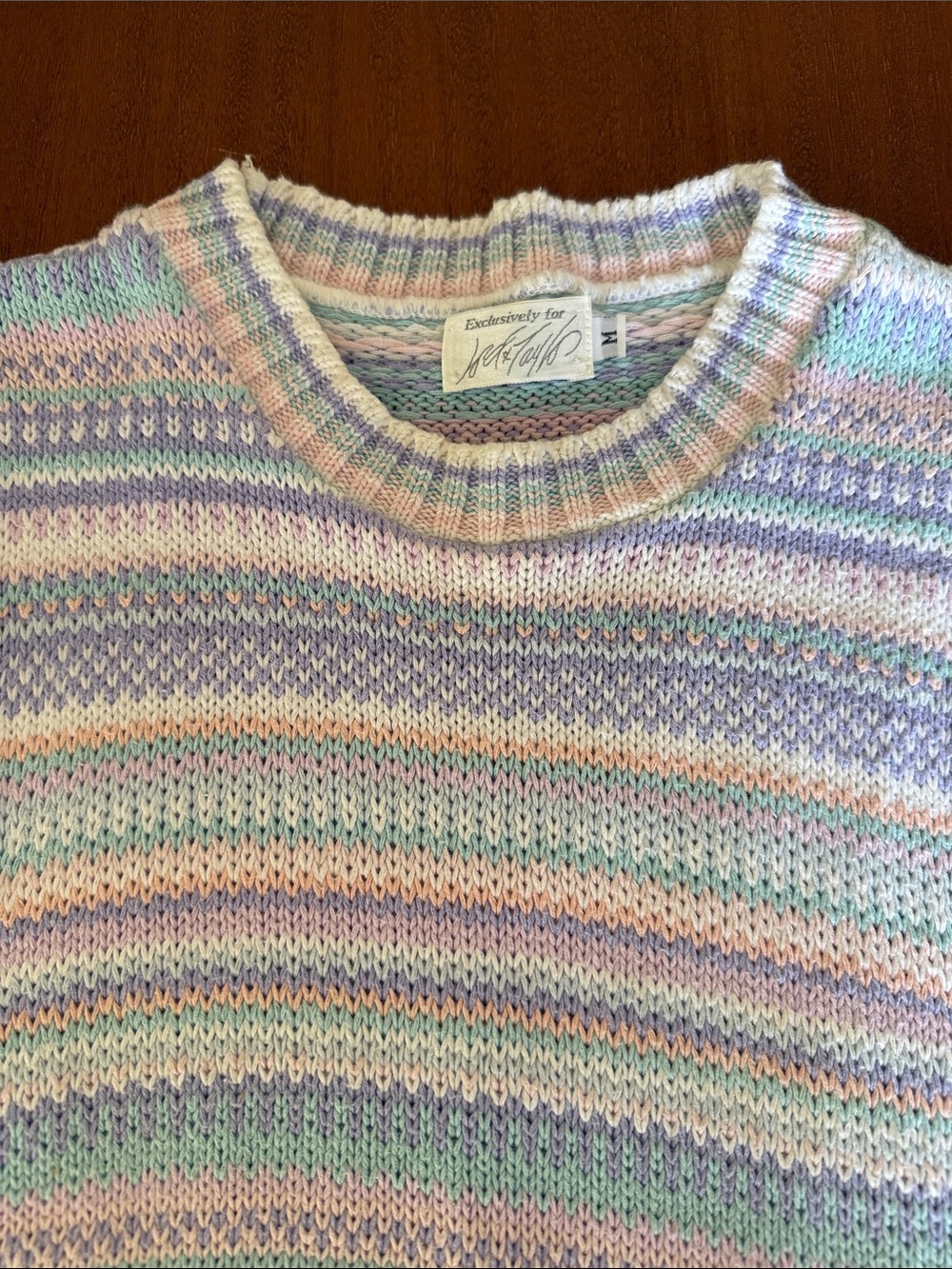 Lord & Taylor Pastel Striped Sleeveless Crewneck Sweater Vest - Picture 6 of 9